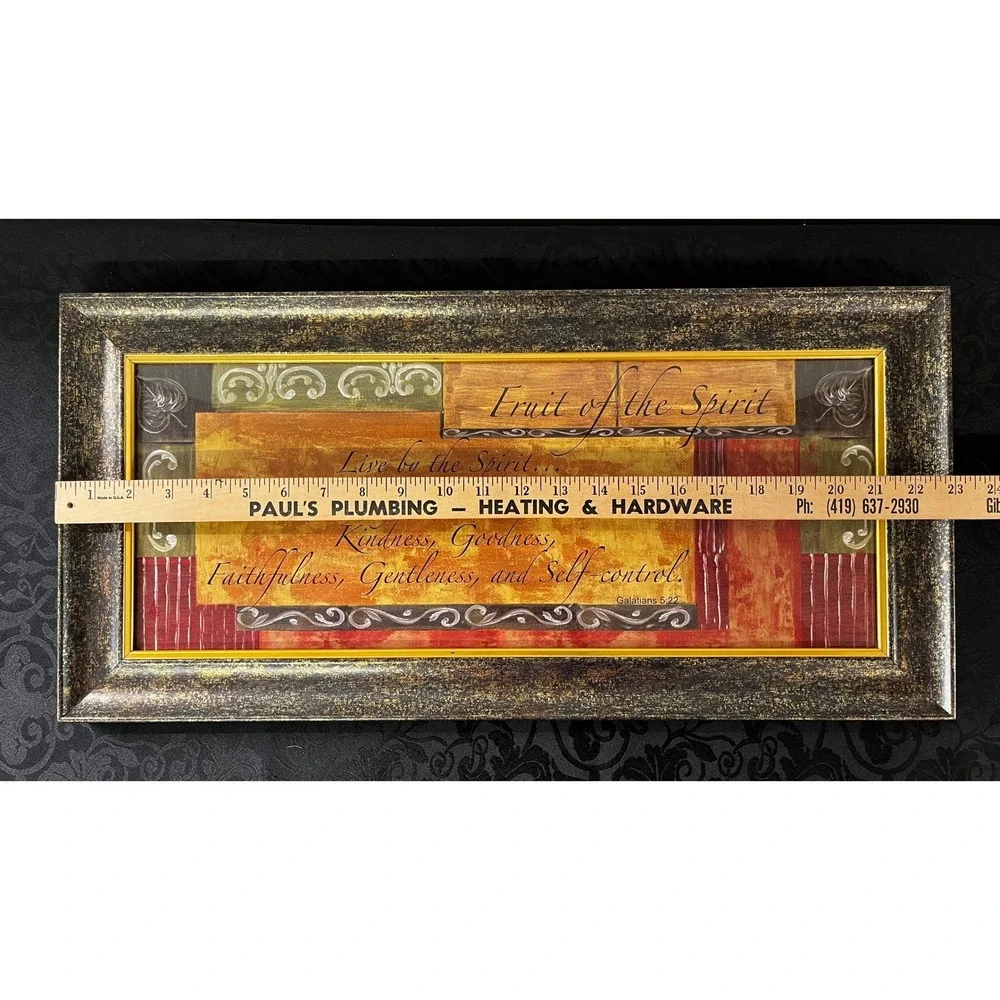 Fruit of the Spirit Framed Wall Art Galatians 5:22 Scripture Decor 22x11 in